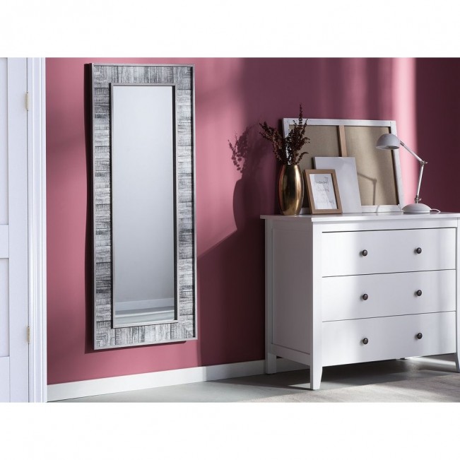 Wall Mirror 50 x 130 cm Grey with White