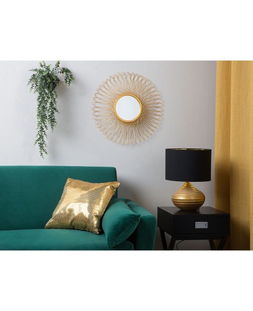 Sunburst Metal Wall Mirror ø 55 cm Gold