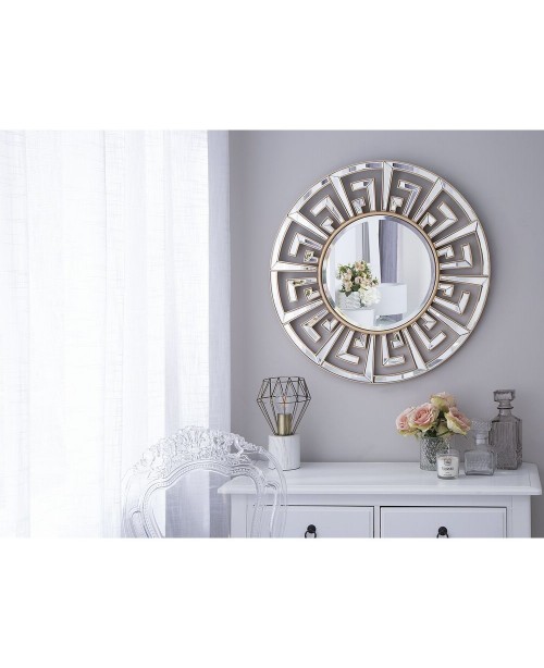 Round Metal Wall Mirror ø 70 cm Gold