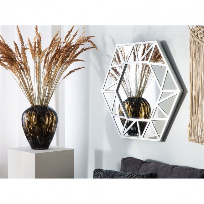 Hexagonal Wall Mirror 70 x 80 cm Silver