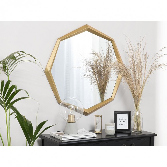 Octagonal Wall Mirror 71 x 78 cm Gold