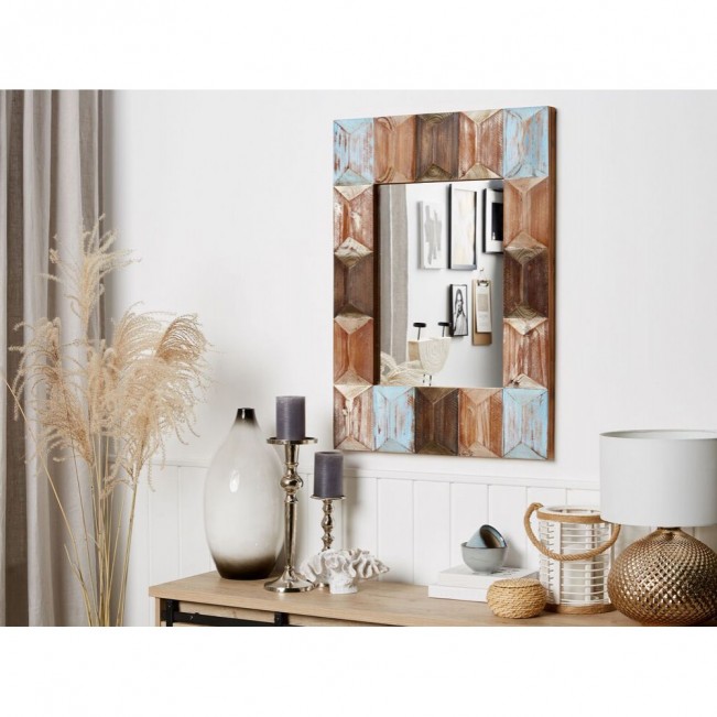 Wooden Wall Mirror 63 x 90 cm Multicolour