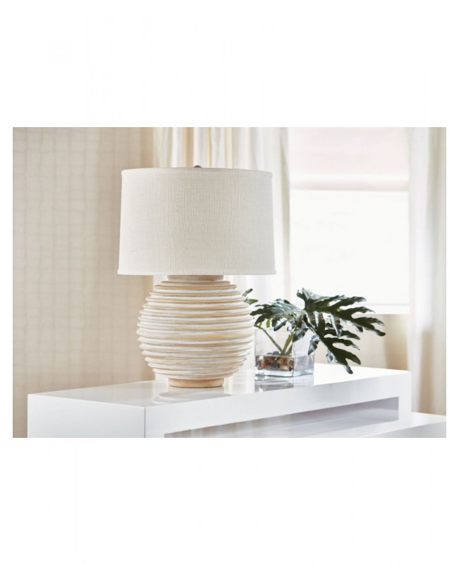 Off-white textured resin table lamp