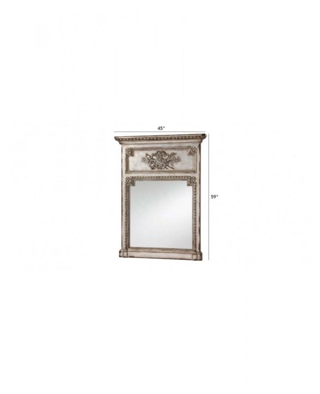 French antique silver small wall mirror