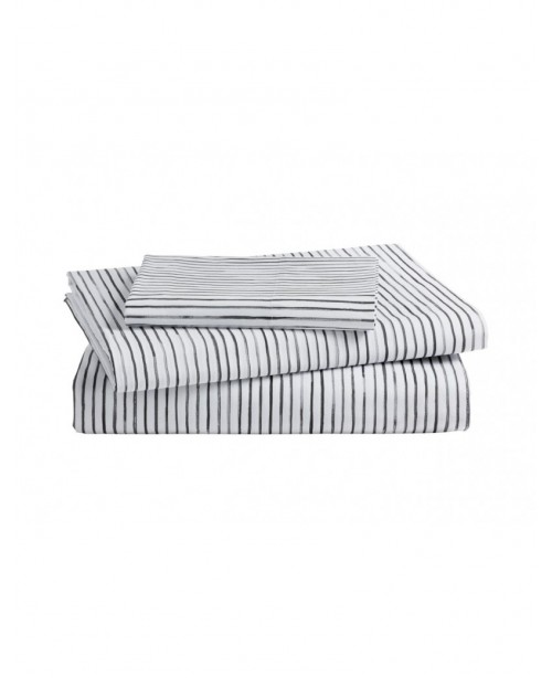 Black stripe sheet set, white