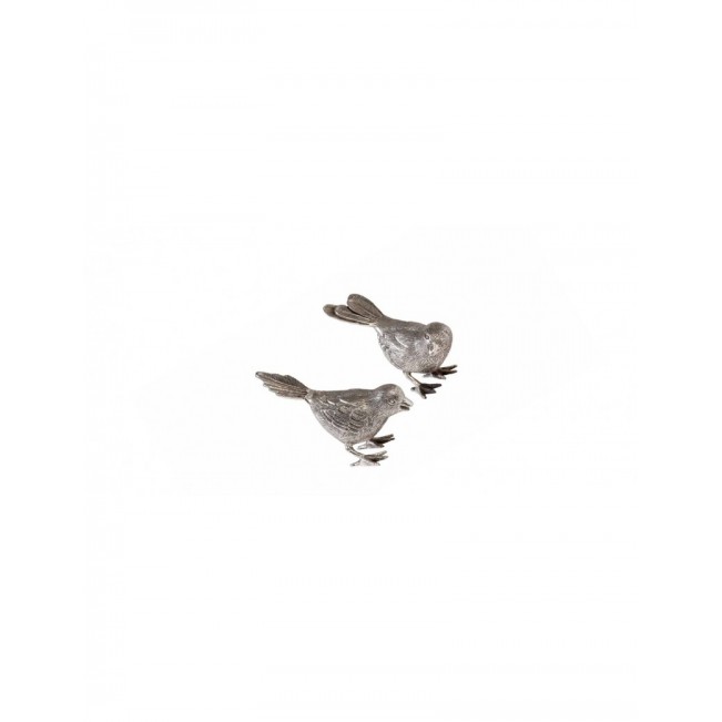 Set of vintage silver, two copper birds