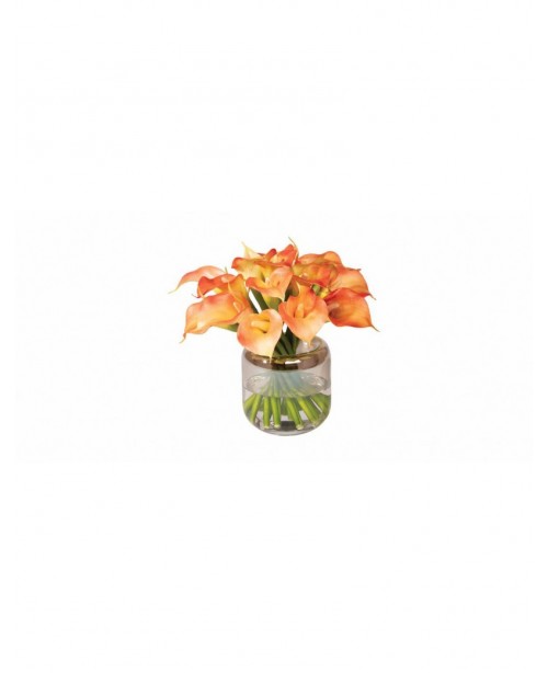 Calla lilies in glass vase, orange