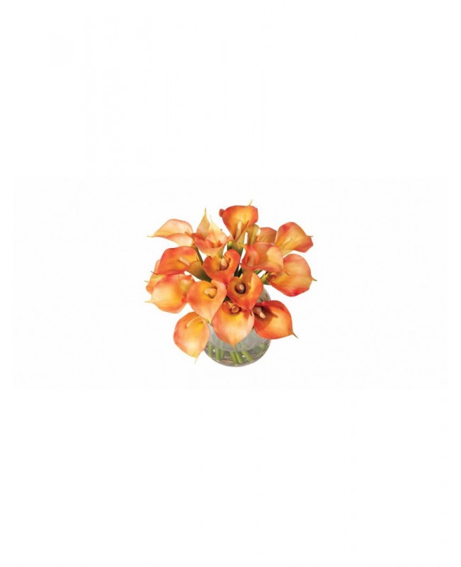 Calla lilies in glass vase, orange